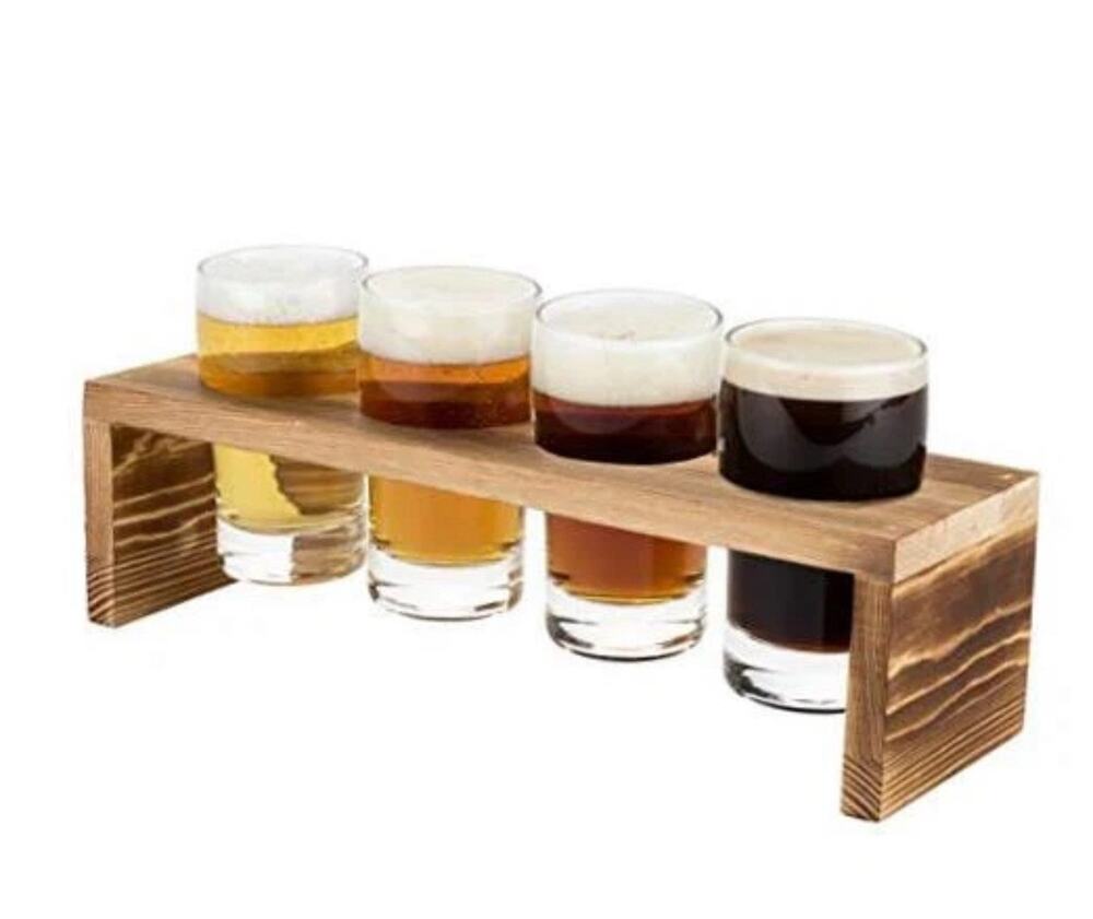 Beer Flight Set, Tasting Glasses, Wooden Flight Board, Beer Tasting Set, 5oz,